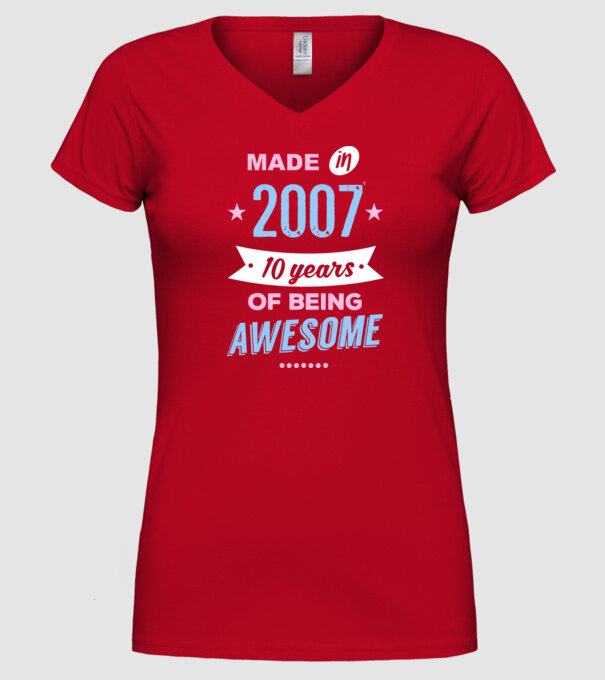 Made in - 2007 model roșu pe tricou