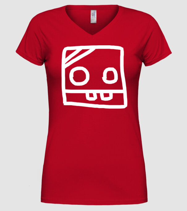 model roșu pe tricou