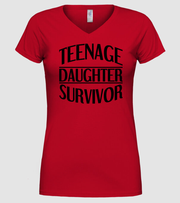 teenage daughter survivor model roșu pe tricou