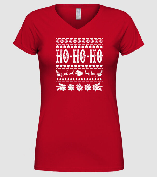 Ugly sweater hohoho model roșu pe tricou