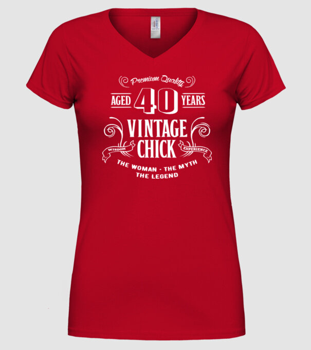 Vintage chick - 40 model roșu pe tricou