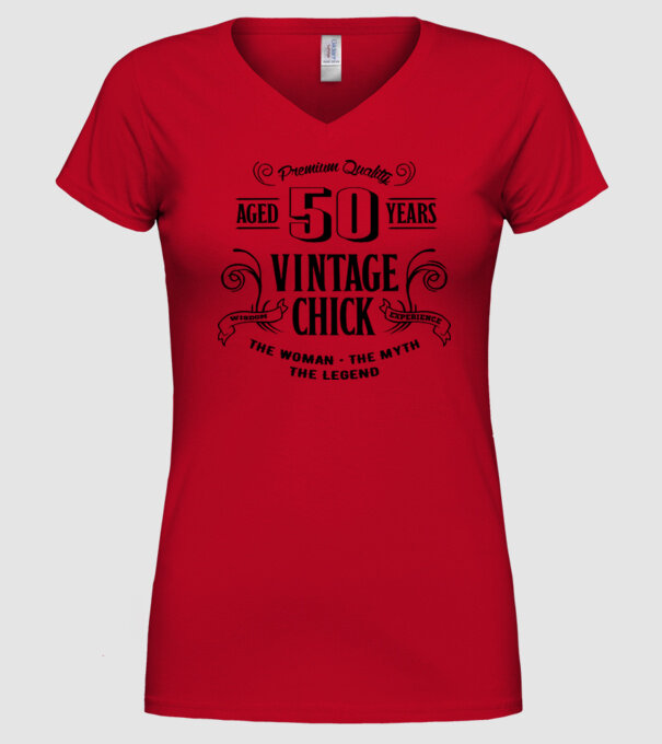 Vintage chick - 50 model roșu pe tricou