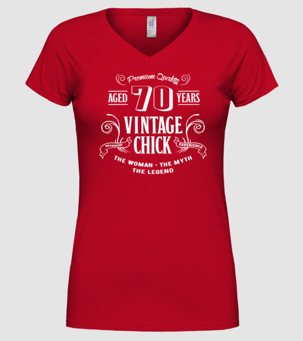 Vintage chick - 70 model roșu pe tricou