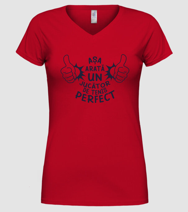 Așa arată un JUCĂTOR DE TENIS perfect model roșu pe tricou