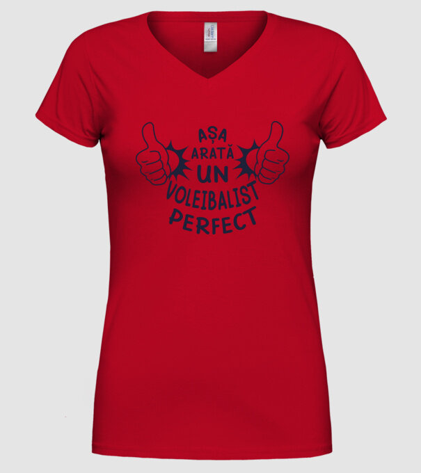 Așa arată un VOLEIBALIST perfect model roșu pe tricou
