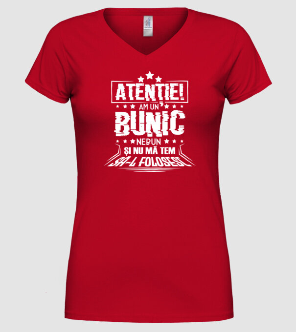 Atenție! Am un bunic nebun și nu mă tem să-l folosesc. model roșu pe tricou
