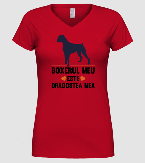 boxerul meu este dragostea mea model roșu pe tricou