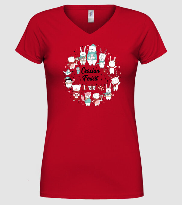Crăciun Fericit model roșu pe tricou