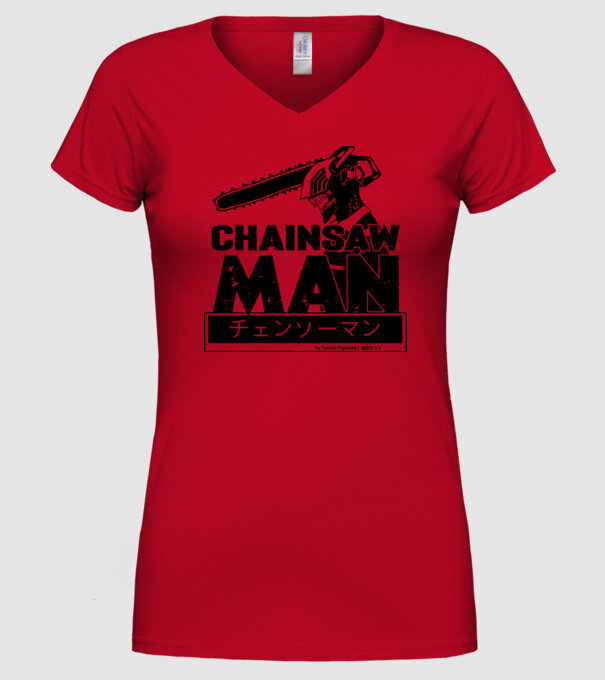 CSM - Chainsaw Man model roșu pe tricou