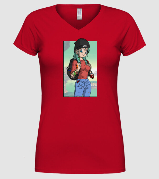 dragon ball bulma model roșu pe tricou