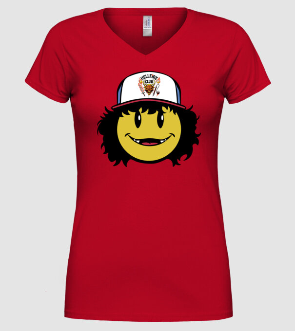 dustinhappyface model roșu pe tricou