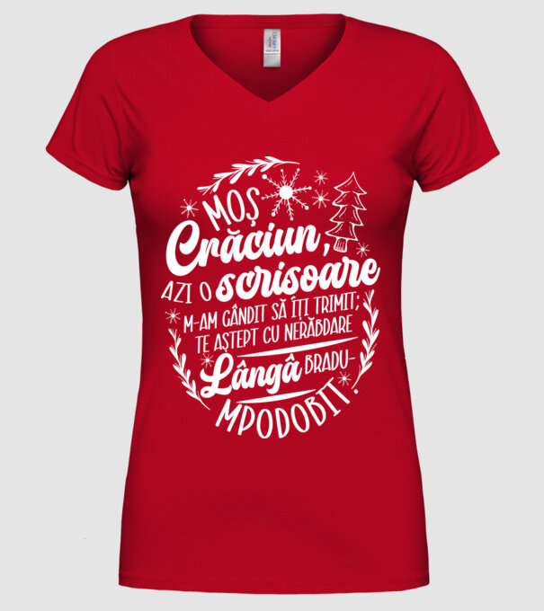 Moş Crăciun model roșu pe tricou