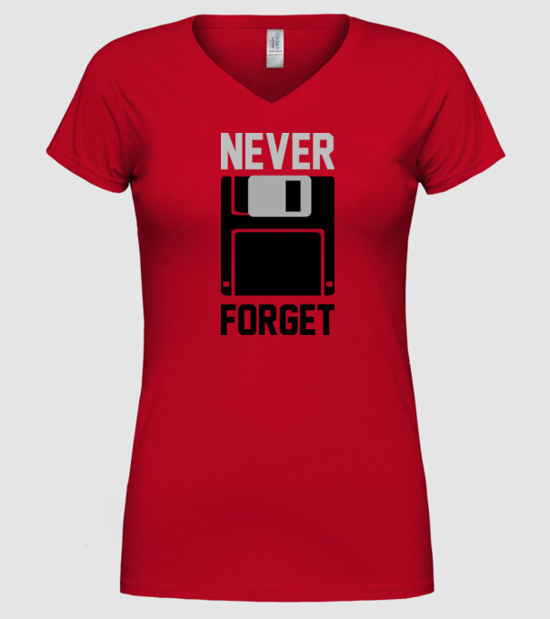 Never Forget model roșu pe tricou