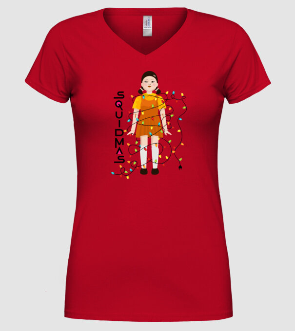 squidmas girl model roșu pe tricou