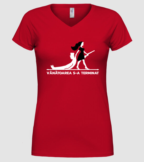 Vânătoarea s-a terminat model roșu pe tricou