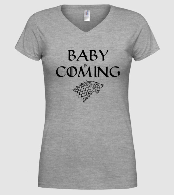 Baby is coming model gri pe tricou