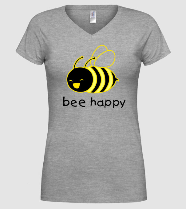bee happy model gri pe tricou