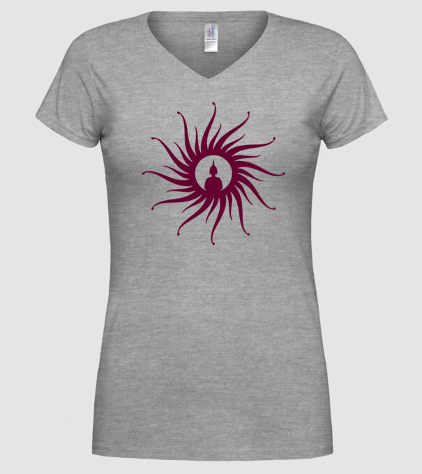 buddha circle model gri pe tricou
