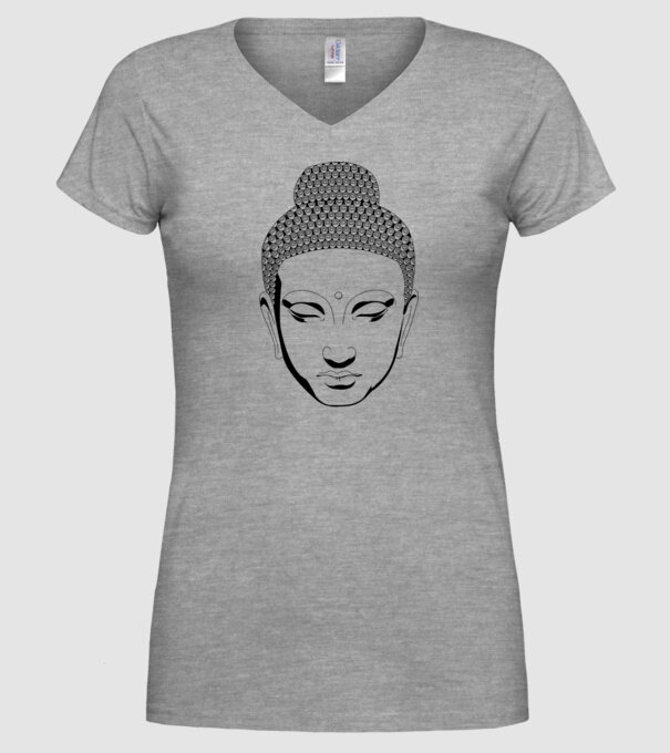 buddhas head model gri pe tricou