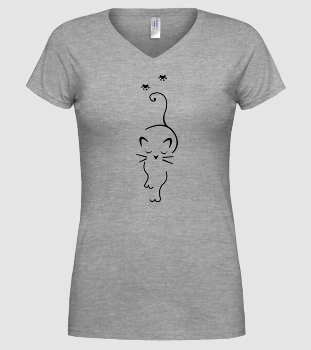 Cat walk model gri pe tricou