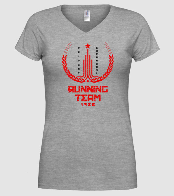 Chernobyl Running team model gri pe tricou
