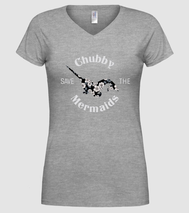 Chubby mermaid model gri pe tricou