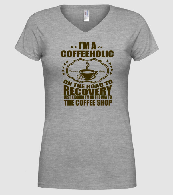 Coffeholic model gri pe tricou