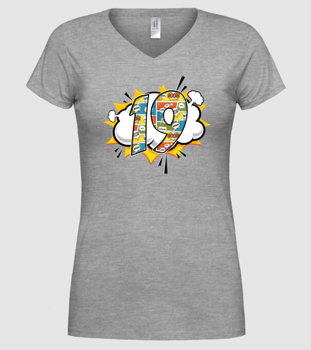 Birthday Comic Number 19 model gri pe tricou