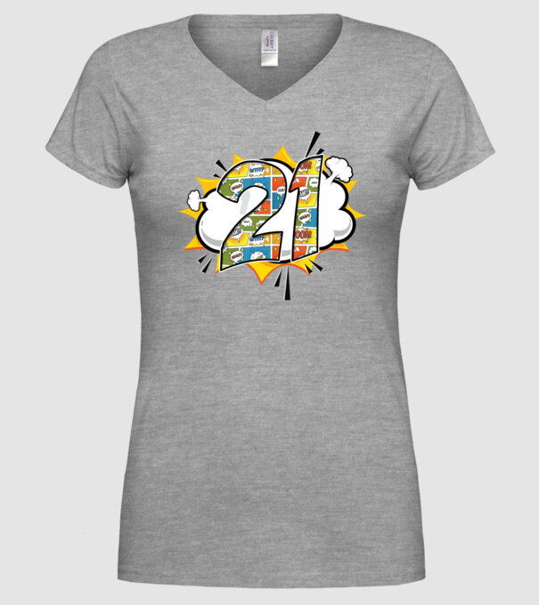 Birthday Comic Number 21 model gri pe tricou