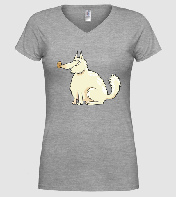 Dog silhouette model gri pe tricou
