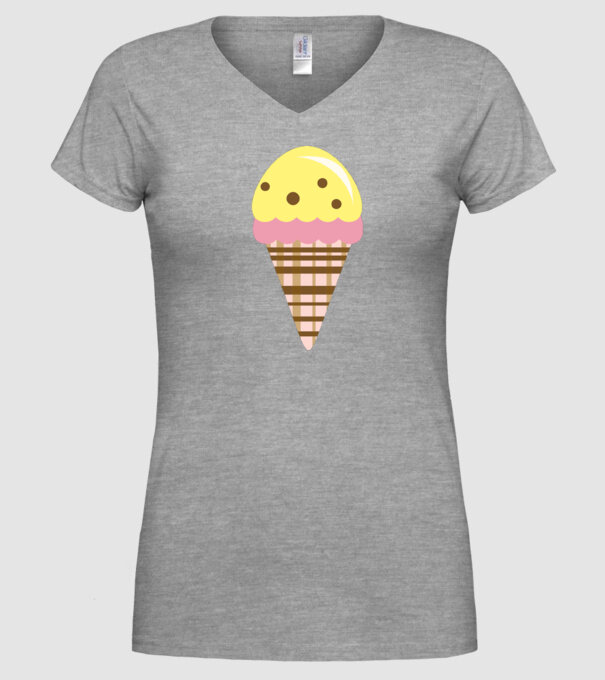 înghețată model gri pe tricou