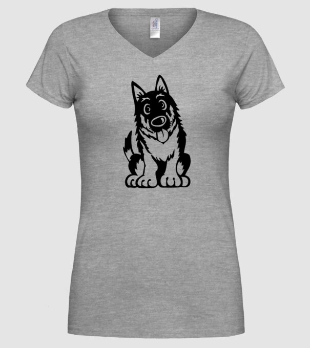 câine lup model gri pe tricou