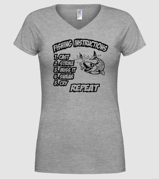 Fishing instructions model gri pe tricou