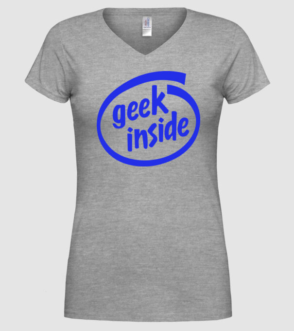 Geek inside model gri pe tricou