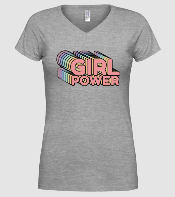 Girl power model gri pe tricou