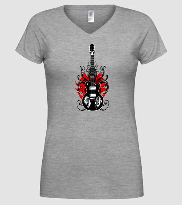 Chitară model gri pe tricou