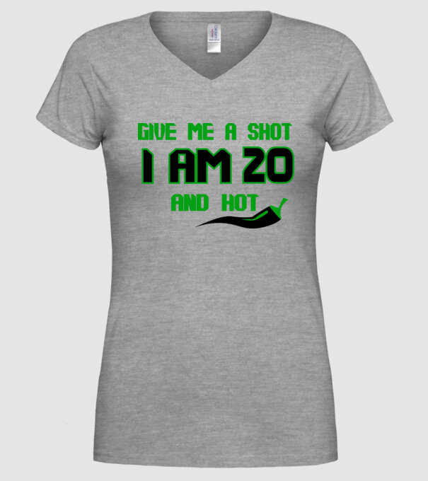 Give me a shot - 20 model gri pe tricou