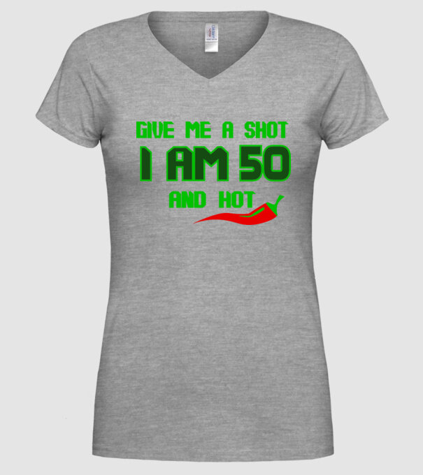 Give me a shot - 50 model gri pe tricou