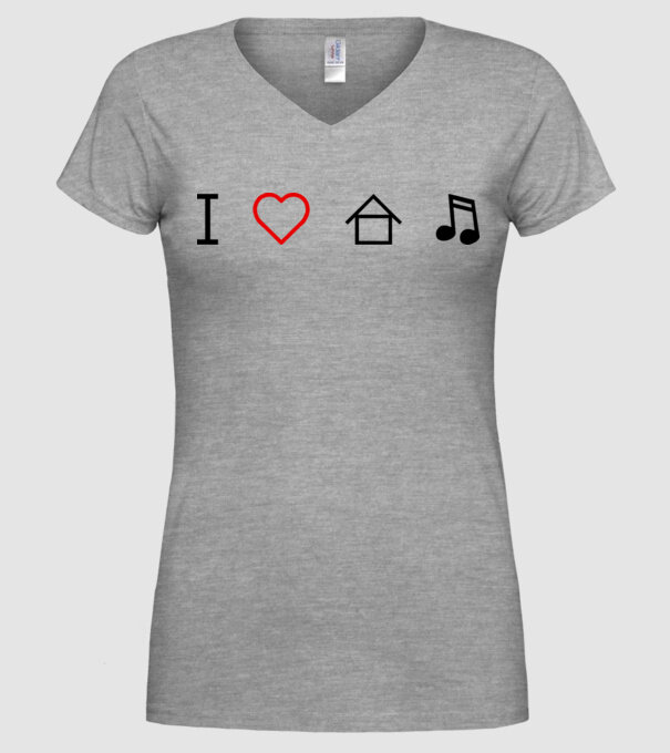 I love house music model gri pe tricou