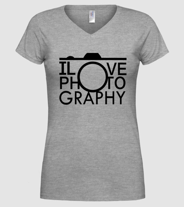 I love photography model gri pe tricou