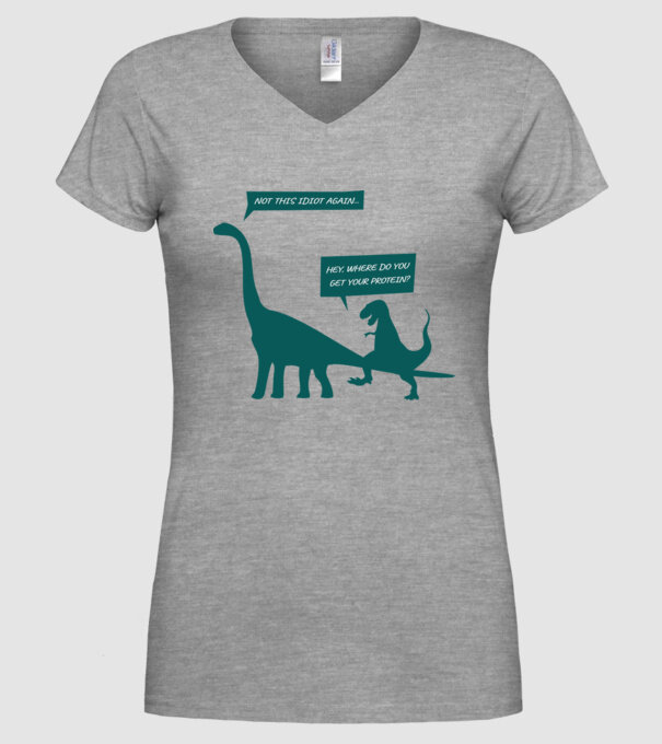idiot dinosaur vegan model gri pe tricou