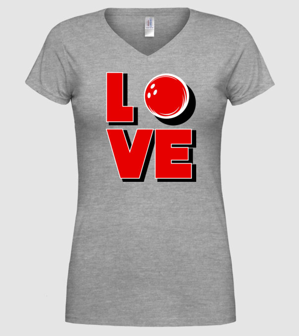 Love bowling model gri pe tricou