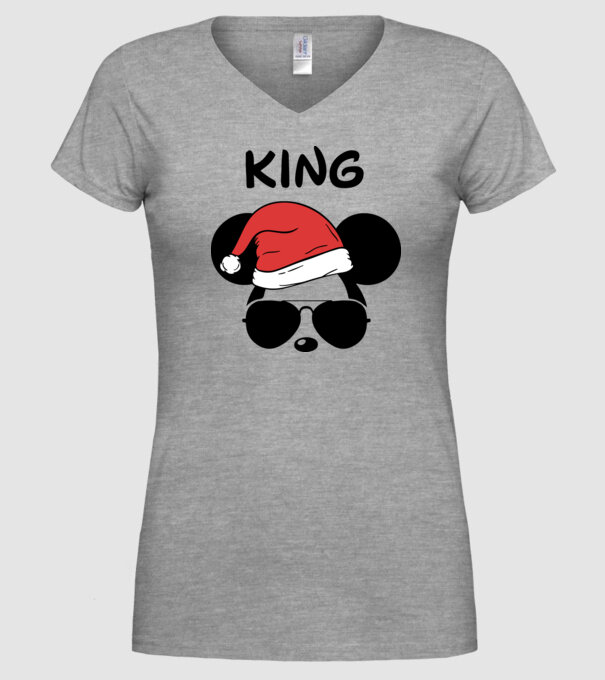 mickey santa king model gri pe tricou