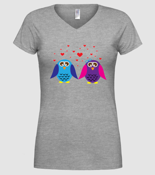 Owl Love model gri pe tricou