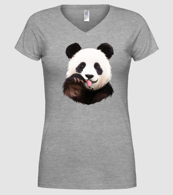 Panda face model gri pe tricou