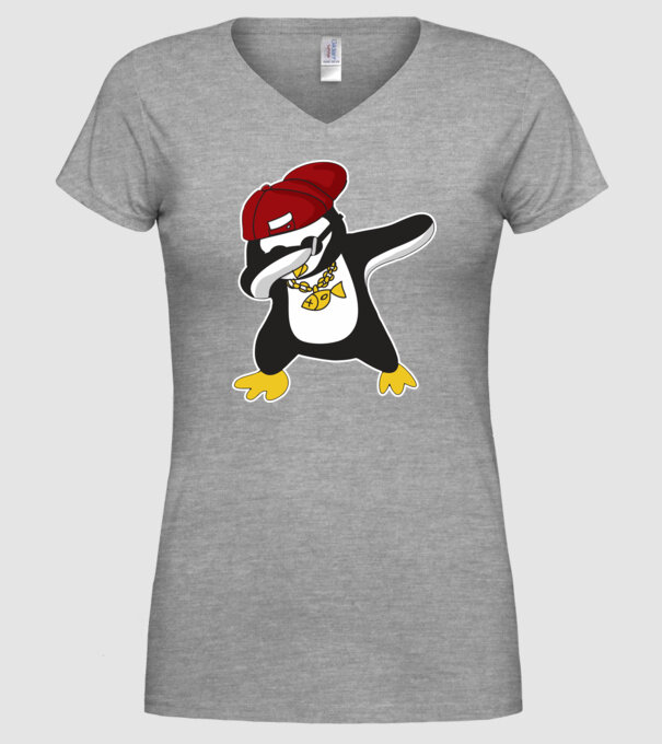 Pinguin DAB model gri pe tricou