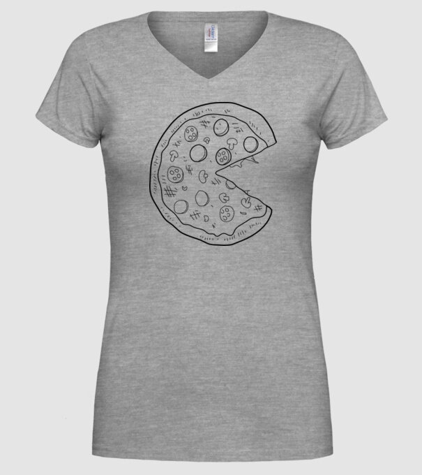 Pizza cuplu model gri pe tricou