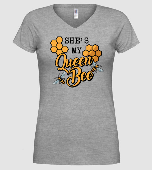 Queen Bee model gri pe tricou