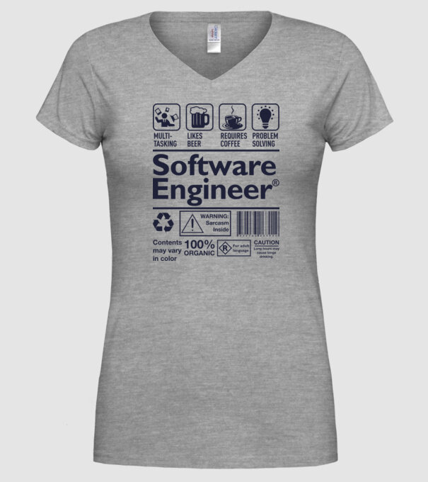 Software Engineer model gri pe tricou