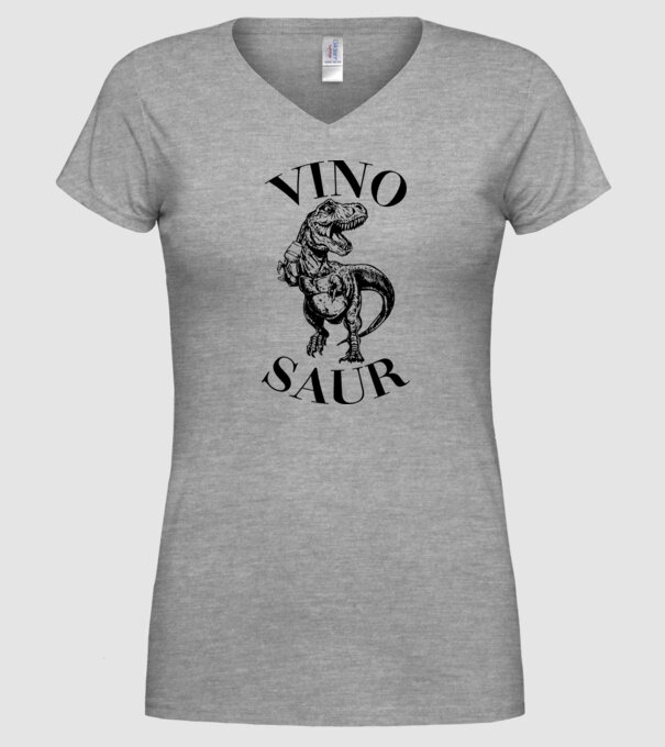 Vinosaur model gri pe tricou